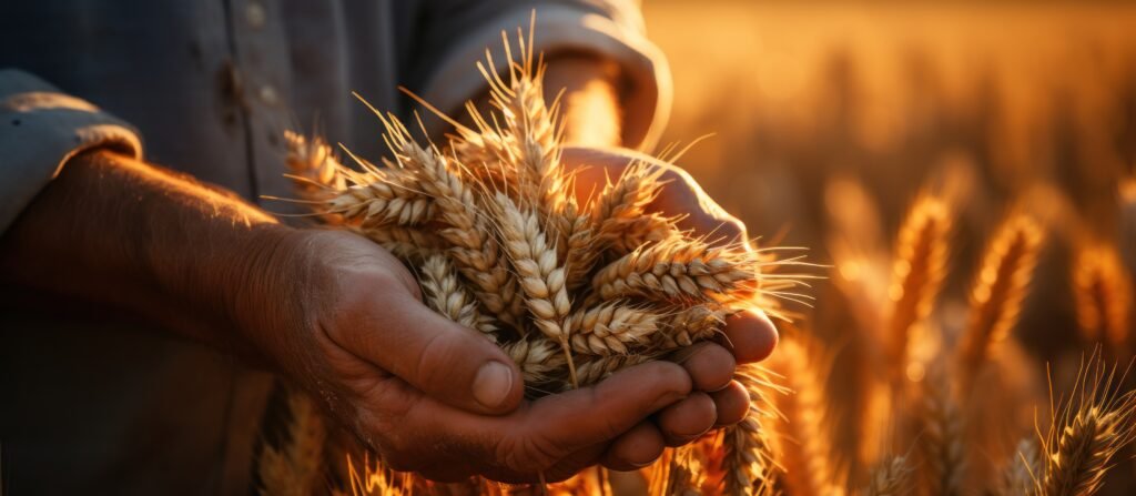 L'histoire du malt Farmer S Hands Pour Wheat Grains Field 1024x447